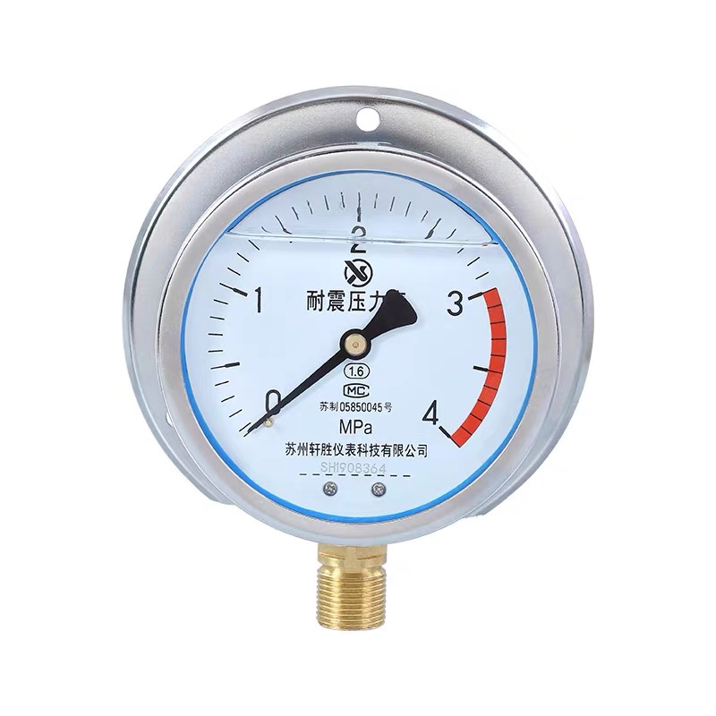 YN100T 4MPa 船用型径向带后边 耐震压力表 抗震压力表