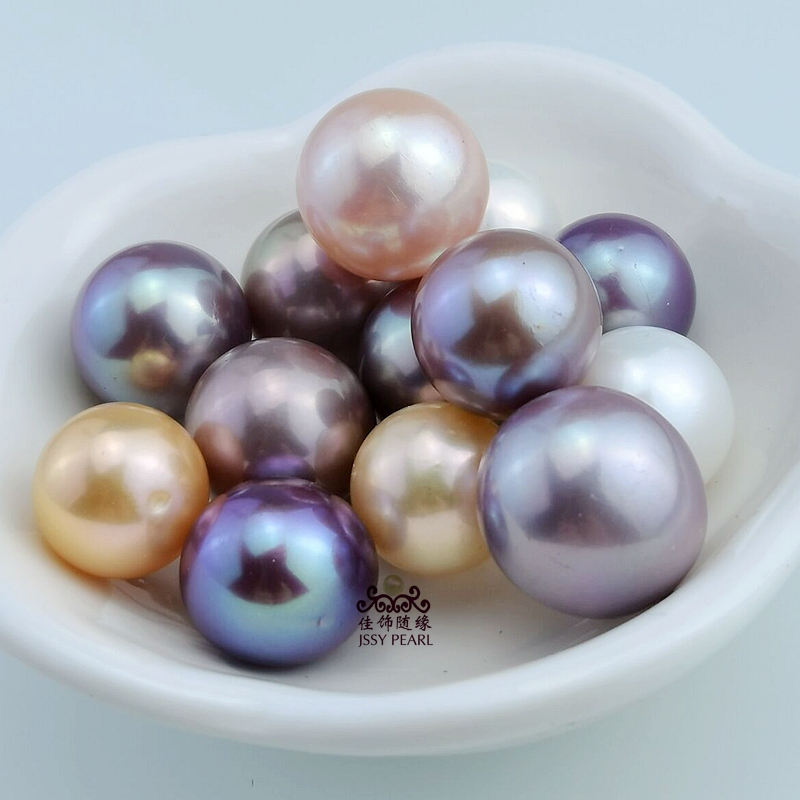 爱迪生天然淡水珍珠DIY 吊坠路路通新品紫色大颗粒散珠包邮