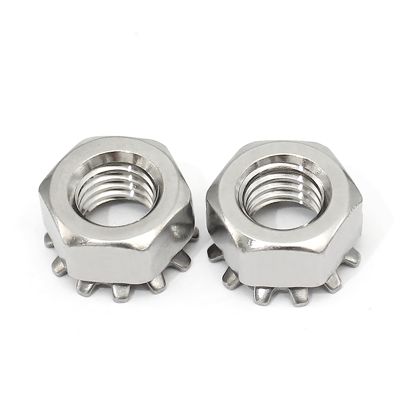 304不锈钢k帽螺母k型带齿螺帽4#6#8#10#UNC多齿k帽M3M4M5M6M8