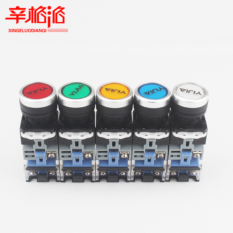 一佳YJ139-LA38-11DN 自锁自复位带灯按钮开关红绿黄22mm220V 24V