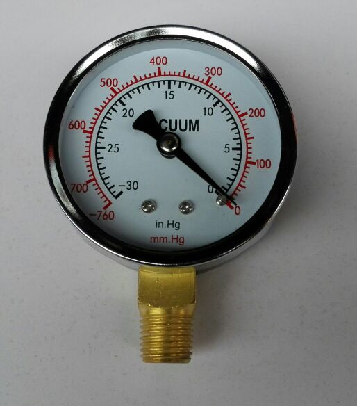 真空表 负压真空计 直径60mm vacuum -30in.hg~0 -760mm.hg～0