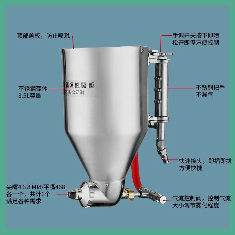 硅藻泥外墙喷枪腻子粉喷涂机真石不锈钢弹涂枪建筑涂料乳胶漆喷枪