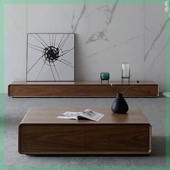 极简地柜电视柜胡桃色小户型客厅超窄全实木落地整装 地台电视柜