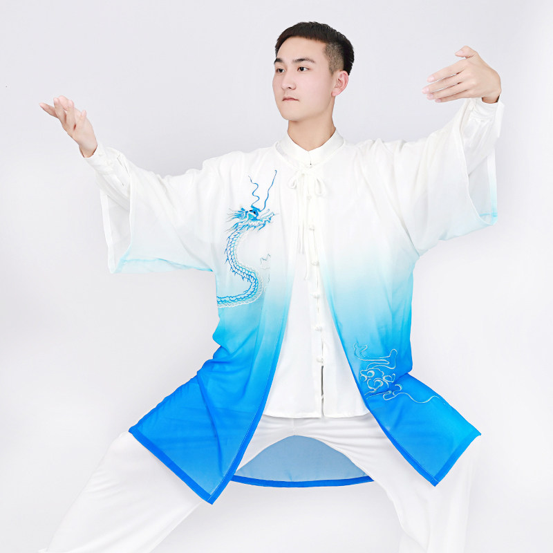 太极服新款披沙女变色刺绣披风武术太极拳比赛演出服男外搭披肩