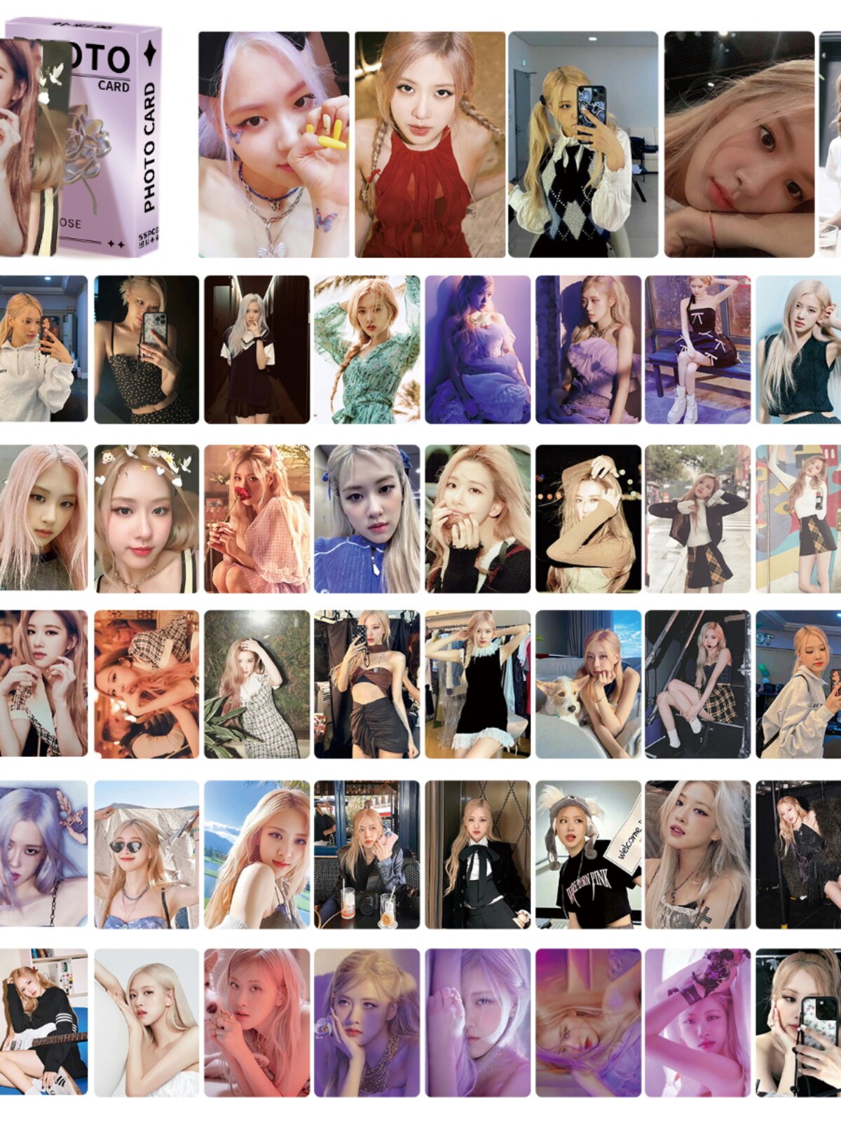 55张朴彩英rose镭射小卡blackpink周边3寸拍立得专辑小卡片lomo卡