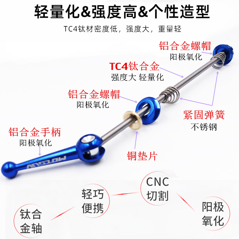 自行车轮组铝合金快拆杆