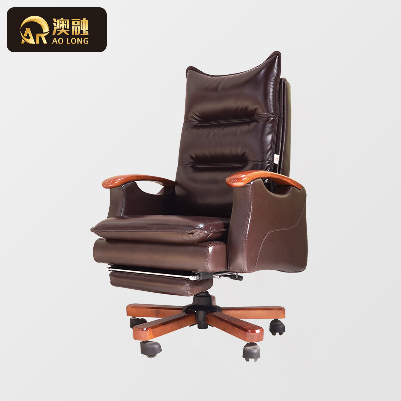 真皮实木老板椅可躺办公