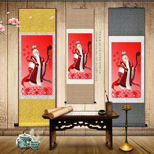 月老画像神像墙面玄关沙发背景墙装饰画现代简约挂画客厅画丝绸画