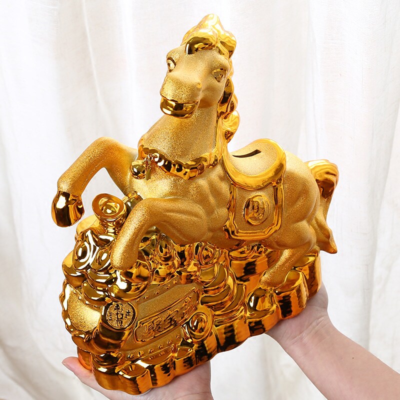 生肖马招财摆件陶瓷存钱罐马到成功电视柜客厅桌面办公室家居饰品
