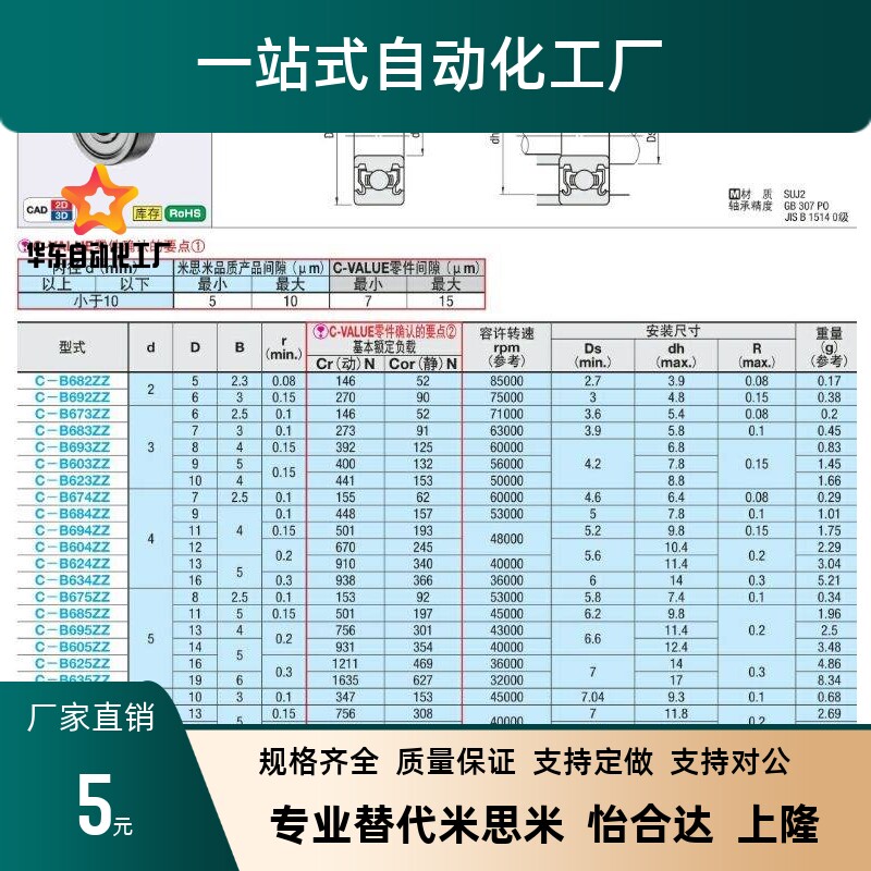 小径滚珠轴承 C-B673ZZ C-B674ZZ C-B675ZZ C-B676ZZ C-B678ZZ