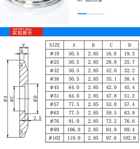 不锈钢快开口片卫生级插