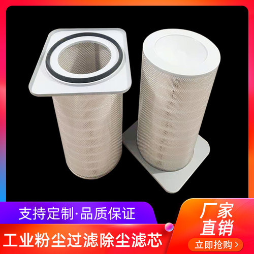 工业粉尘过滤除尘滤芯 法兰聚酯纤维滤筒 硅胶方形卡盘侧装式滤芯
