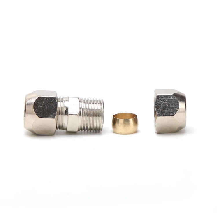 卡套直通铜镀镍双头式铝