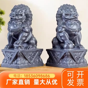 河南石雕汉白玉青石大型石狮子一对看门家用门口摆件祠堂墓地狮子