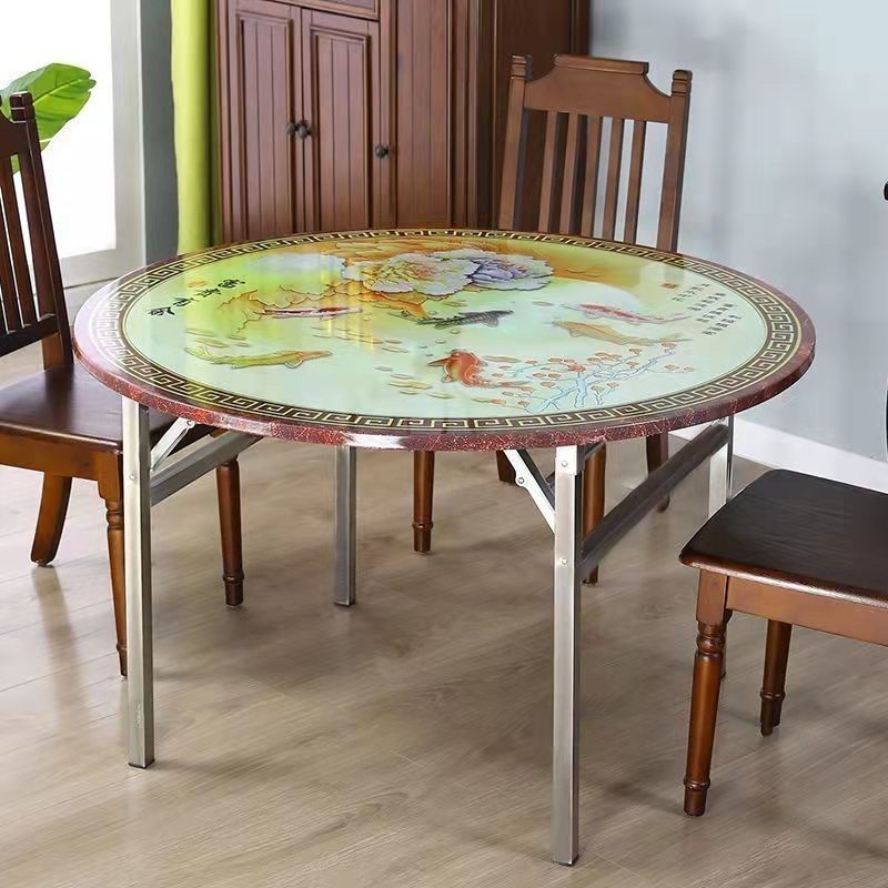 特厚不锈钢折叠圆桌餐吃