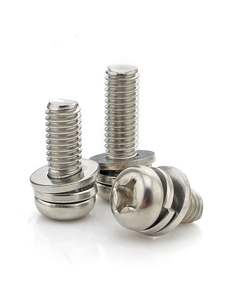 不锈钢组合螺丝圆头三钉