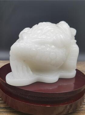 天然玉石金蟾三足蟾蜍大号摆件客厅博古架办公室装饰乔迁开业礼品