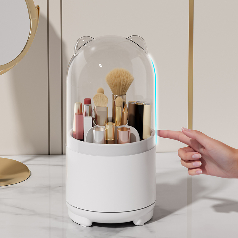 化妆刷收纳筒旋转防尘化妆品收纳盒桌面笔筒口红眼影刷子桶置物架