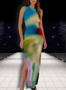 Maxi Dress Women Summer Bodycon Elegant Sexy Tie Dye Outfits