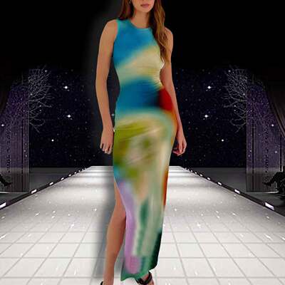 Maxi Dress Women Summer Bodycon Elegant Sexy Tie Dye Outfits