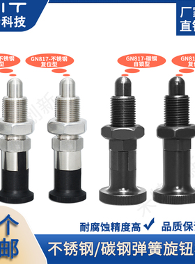 GN817安全分度销自锁旋钮柱塞弹簧销快卸销M24-2不锈钢定位销T435