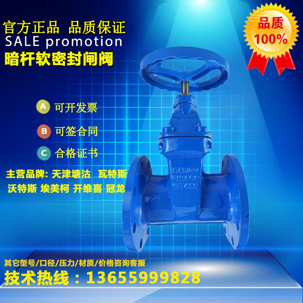 天津塘沽暗杆闸阀Z45X-16QDN80软密封法兰消防自来水厂家沪工阀门