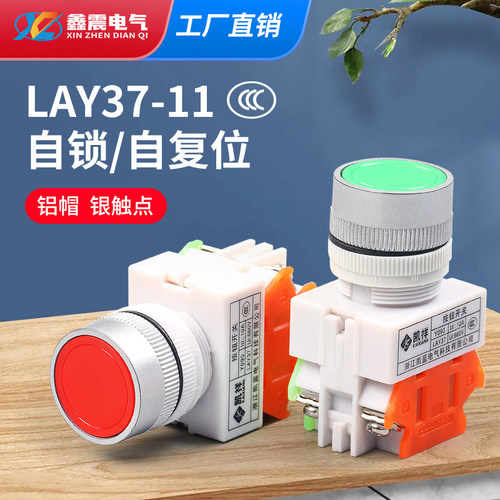自复位按钮开关 LAY37-11BN 平头按钮Ф22MM Y090常开常闭