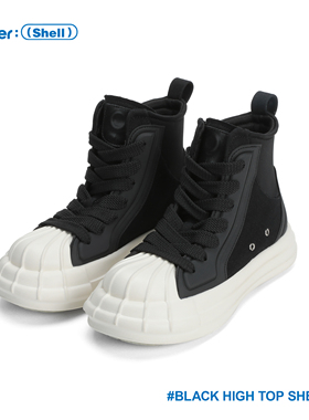 Ouder sheller贝壳头高帮帆布鞋女厚底增高运动休闲鞋春新款板鞋