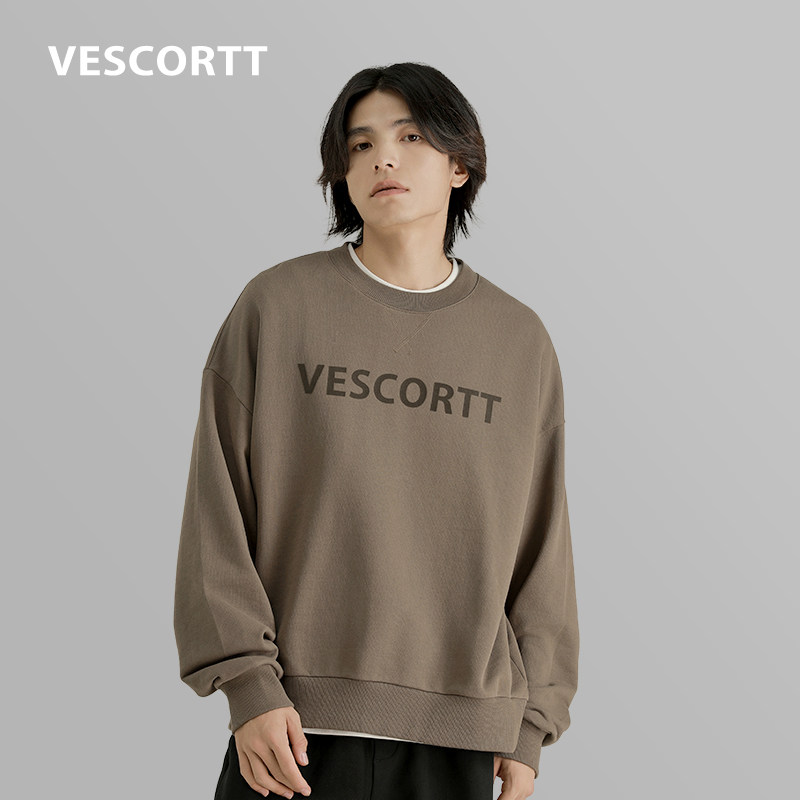 VESCORTT植物染色400g精梳有机棉 男士春秋季中廓版圆领套头卫衣