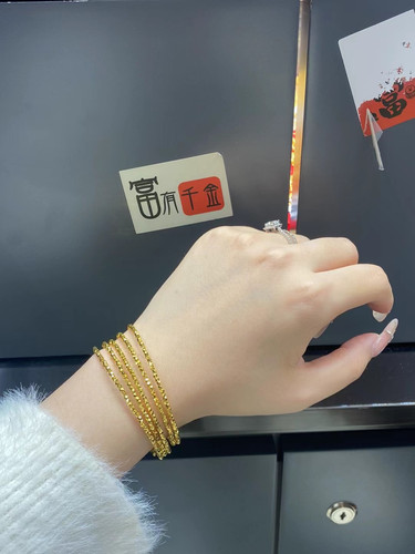 水贝黄金足金999 5G工艺小红书同款网红蹦迪珠手镯按克卖实时金价