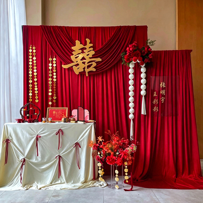 订婚布置装饰布幔全套背景墙