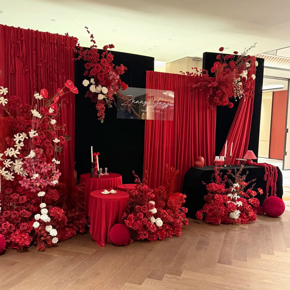韩系红色布幔订婚宴布置装饰高级小众迎宾区简约氛围感场景背景墙,节庆用品/礼品,装扮布置套餐,淘宝优惠券,粉丝福利购,淘宝优惠卷