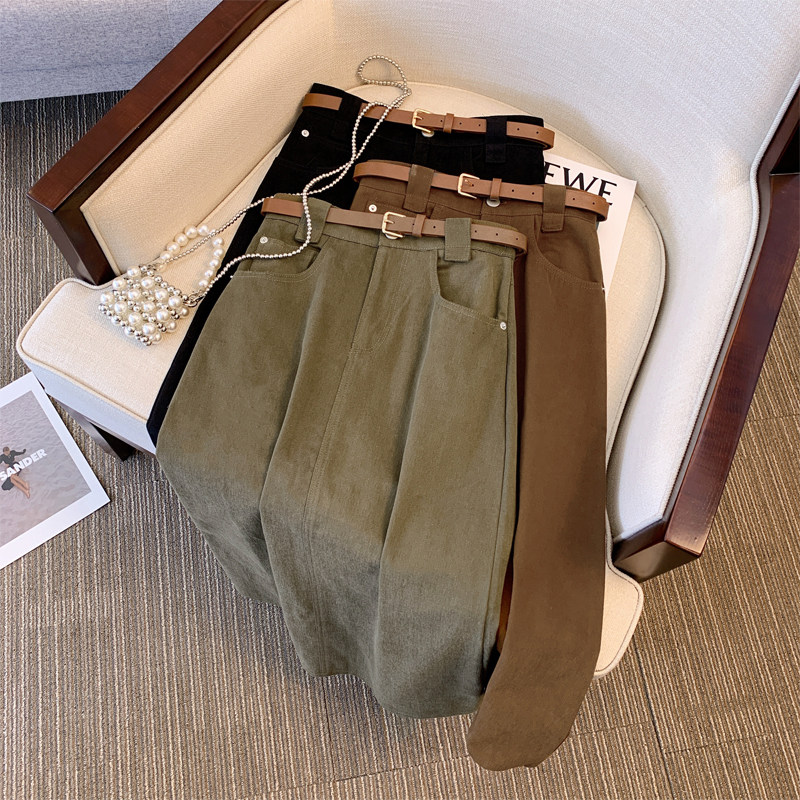 大码胖mm中长款直筒半身裙2023秋季新款设计感港味气质显瘦裙子女