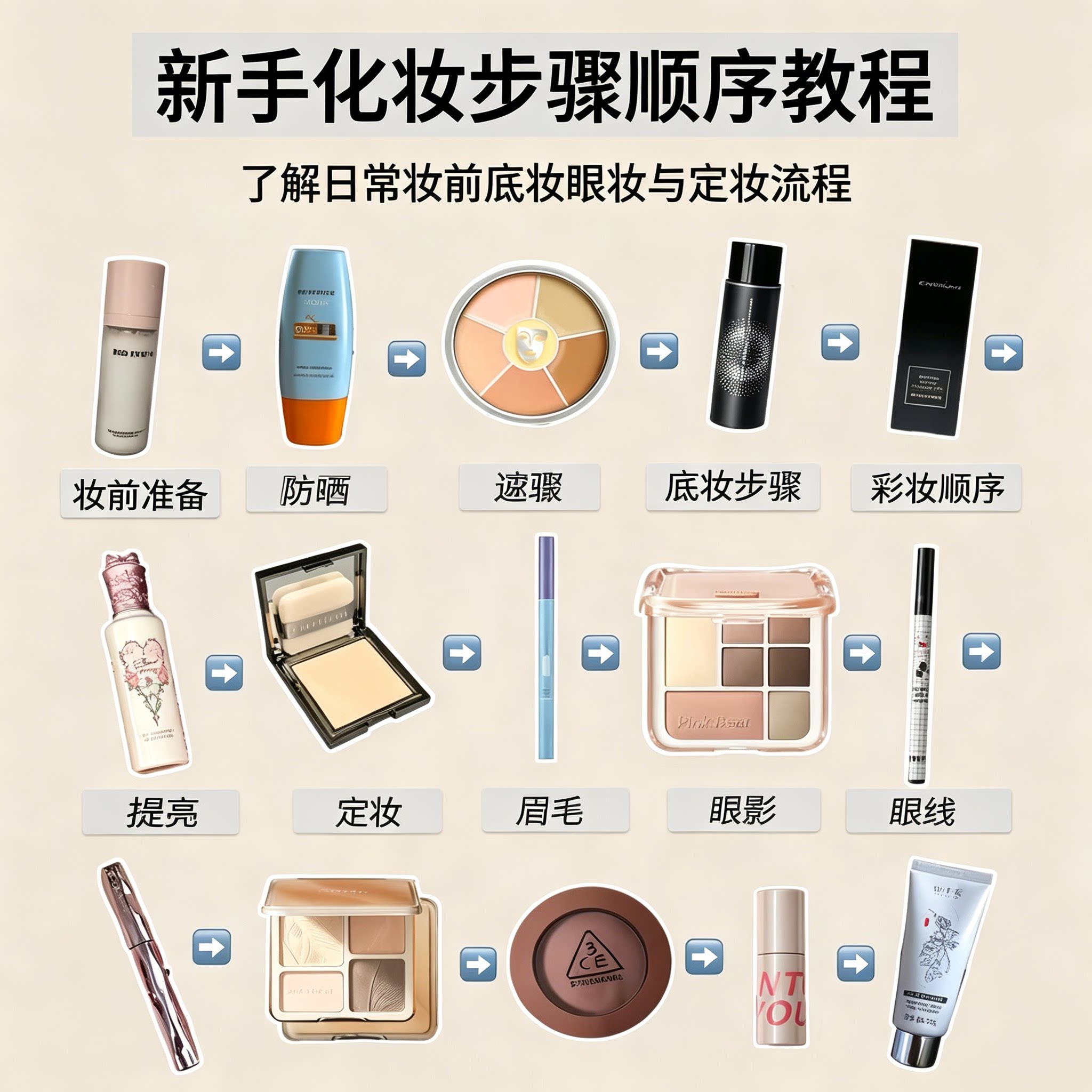 新手化妆正确步骤顺序教程妆前底妆眼妆技巧全套定妆流程入门指南