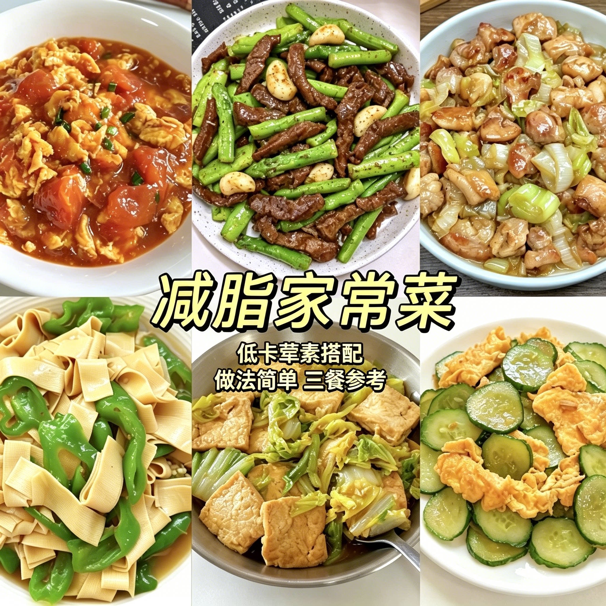 减脂家常菜食谱低卡荤素搭配简单做法一日三餐轻食制作参考教程