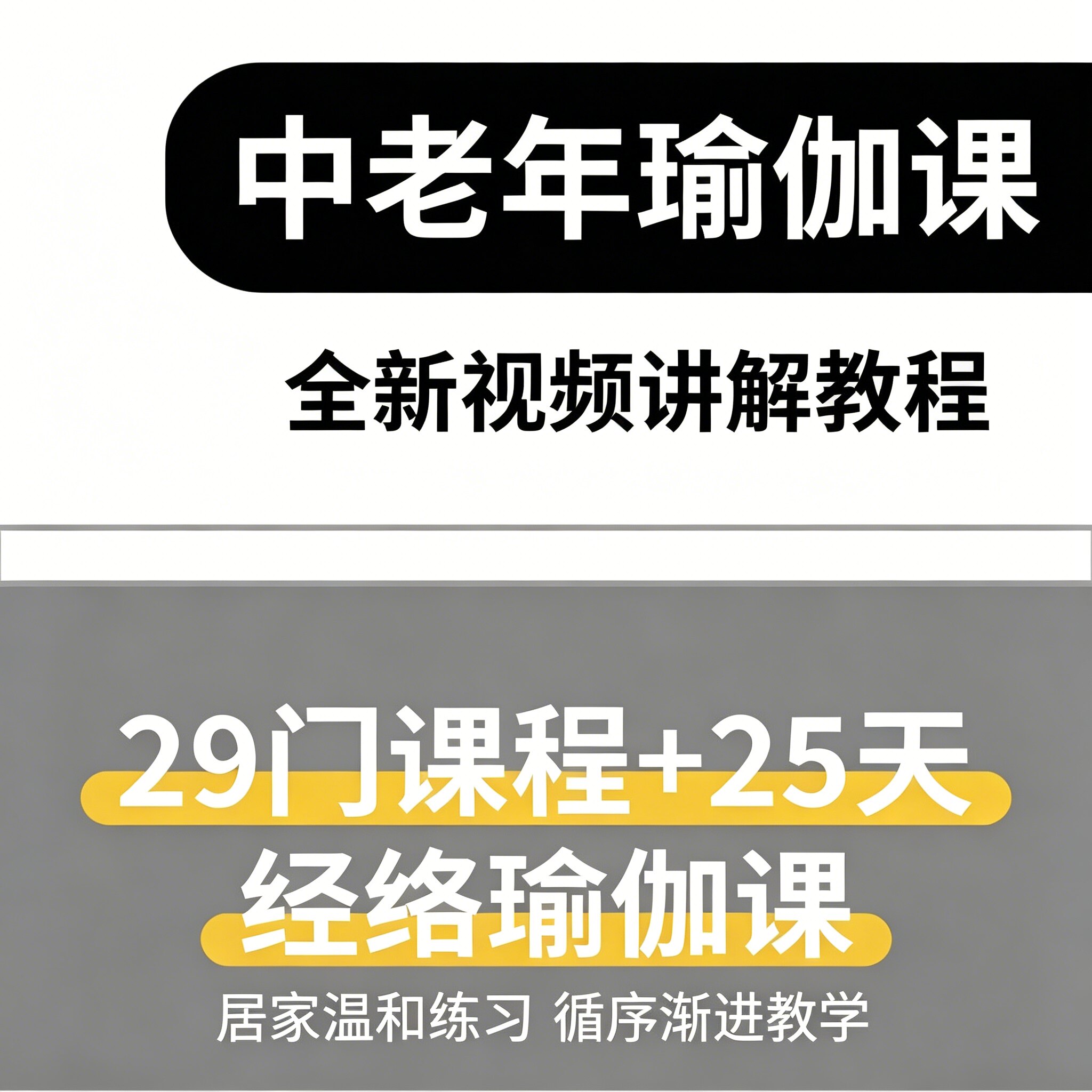 中老年经络瑜伽视频教程29门课程25天练习计划居家零基础教学资料