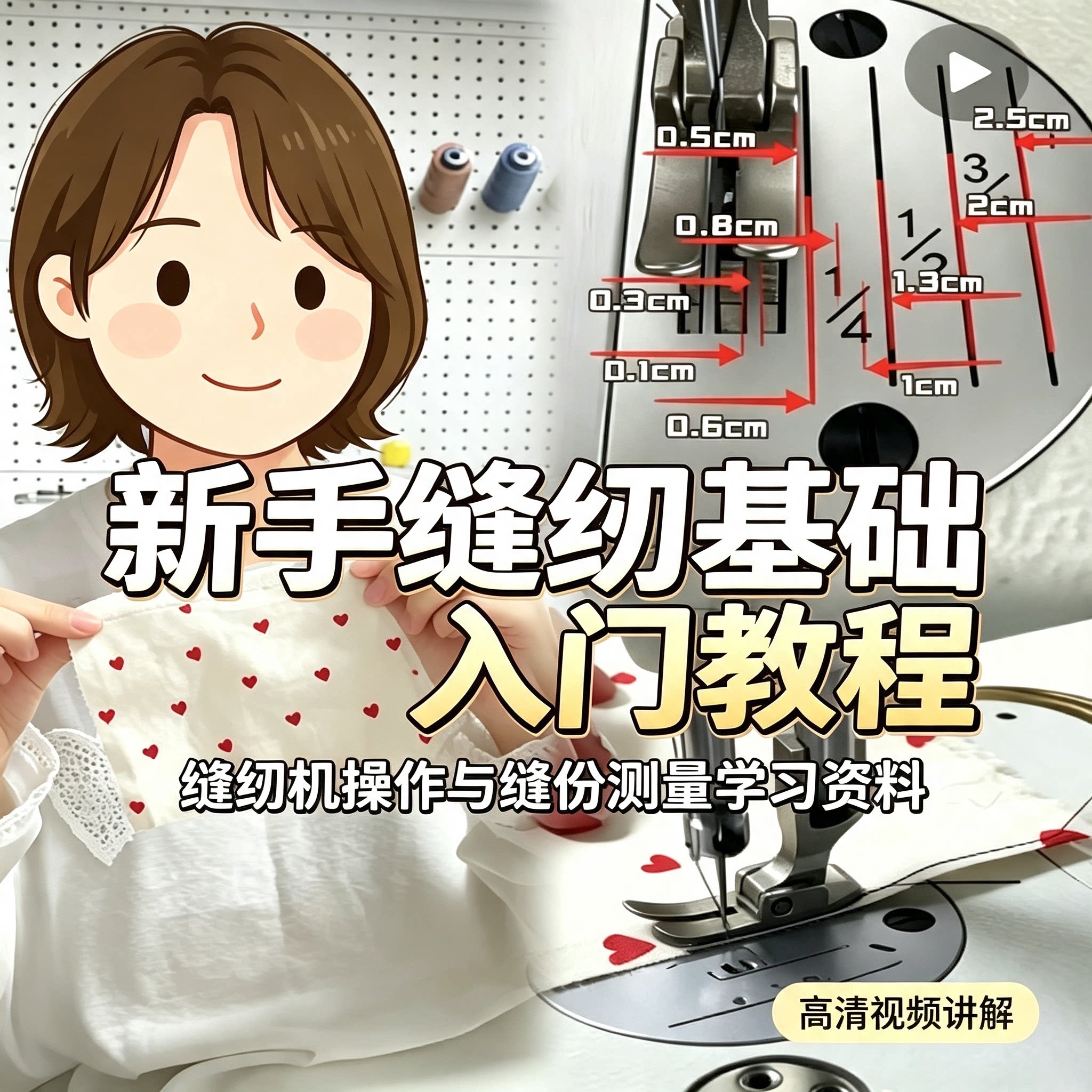 新手缝纫基础入门教程缝纫机操作缝纫测量高清视频教学资料