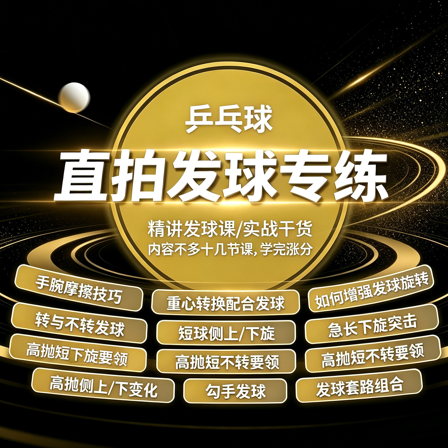 乒乓球直拍发球专项精讲课手腕摩擦短球长球高抛发球勾手发球技巧