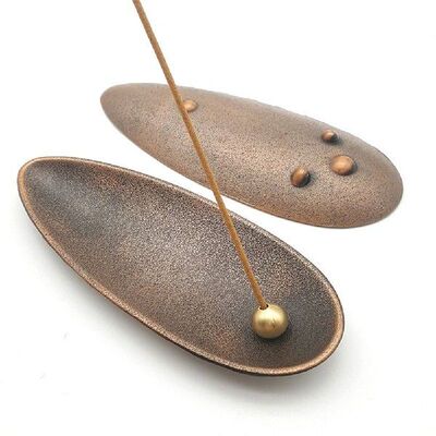 Vintage Bronze Stick Cone Incense Holder Retro Lotus Metal