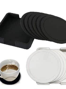 7Pcs Non-slip Silicone Drinking Coaster Set Holder Cup