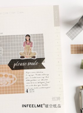 10Pcs/pack Retro Alphabet Number Washi Tape Grid Vintage Dec