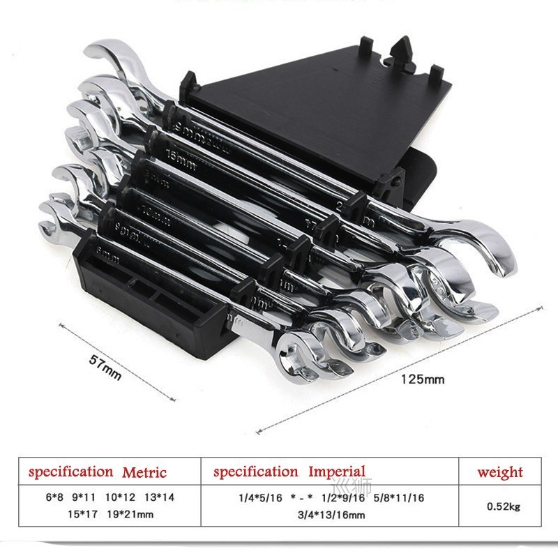 6PC6-21mm Oil Pipe Flare Nut Wrench Spanner Set of Keys Mult