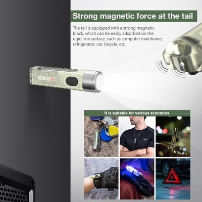 Mini Flashlight Aurora Keychain Light LED Rechargeable 400 L