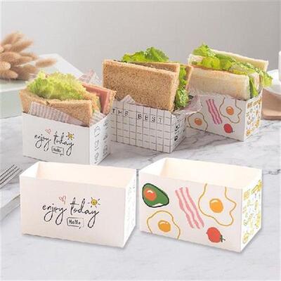10pcs Sandwich Packaging Paper Boxes Kitchen Baking Toast