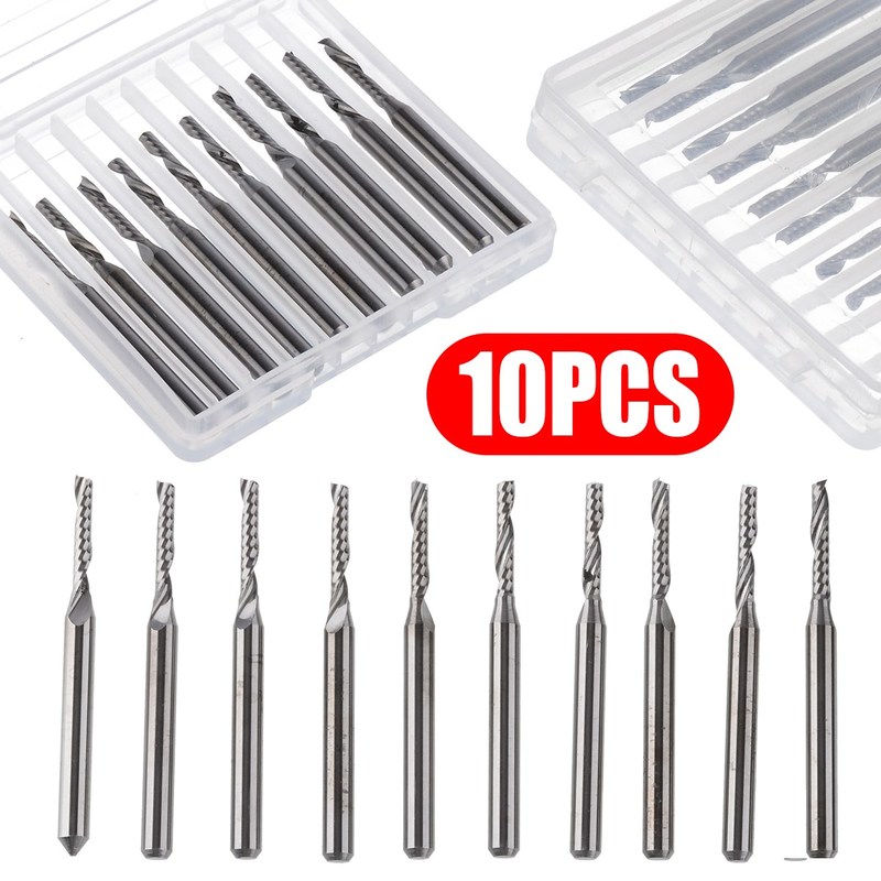 10pcs 3.175mm Single Flutes bide End Mills CNC Router Bit Sp