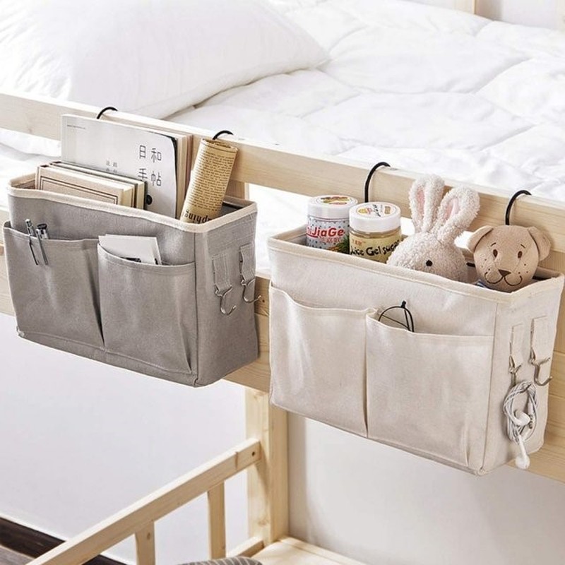 Bedside Hanging Storage Organizer Caddy With Metal Hooks Bun