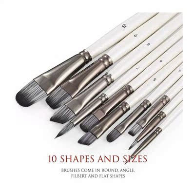 10pcs Artist Paint Brushes Set for Acrylic Oil Watercolor Go