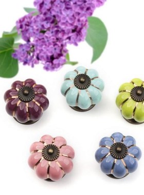 5 Colors Pumpkins Handles Pull Drawer Knobs Porcelain Cupboa