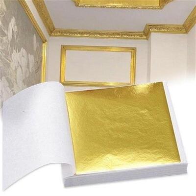 100 Sheets Imitation Gold Silver Foil Paper Leaf Gilding