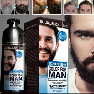 Natural Long Lasting 200ml Permanent Beard Dye Shampoo For M